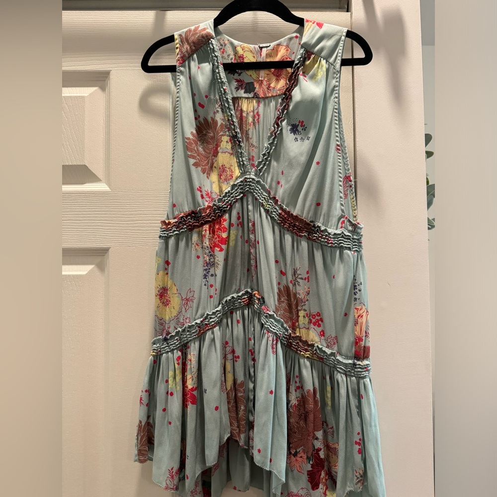 NWOT Free People "Purple Haze" Tunic Tank Top in Blue S